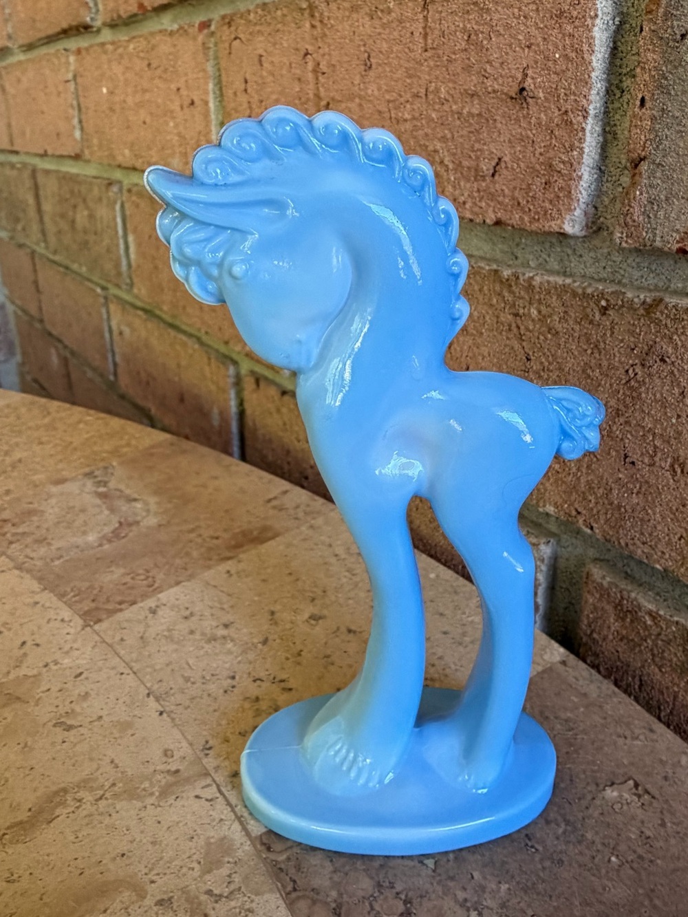 Mosser Blue Milk Glass Decorative Trojan Horse Pony Figurine - Picture 2 of 12